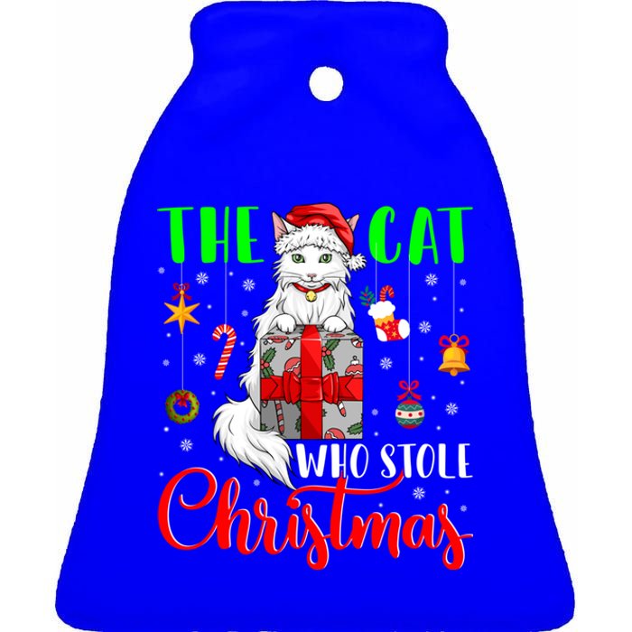 The Cat Who Stole Christmas Funny Christmas Santa Cat Lover Meaningful Gift Ceramic Bell Ornament