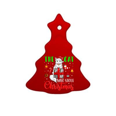 The Cat Who Stole Christmas Funny Christmas Santa Cat Lover Meaningful Gift Ceramic Tree Ornament