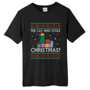 The Cat Who Stole Christmas Gift Funny Xmas Ugly Sweater Gift Tall Fusion ChromaSoft Performance T-Shirt