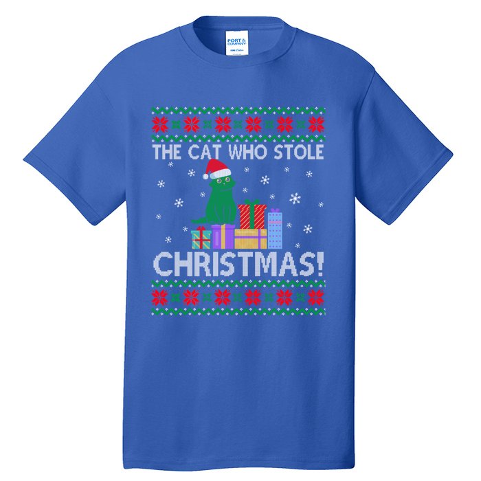 The Cat Who Stole Christmas Gift Funny Xmas Ugly Sweater Gift Tall T-Shirt