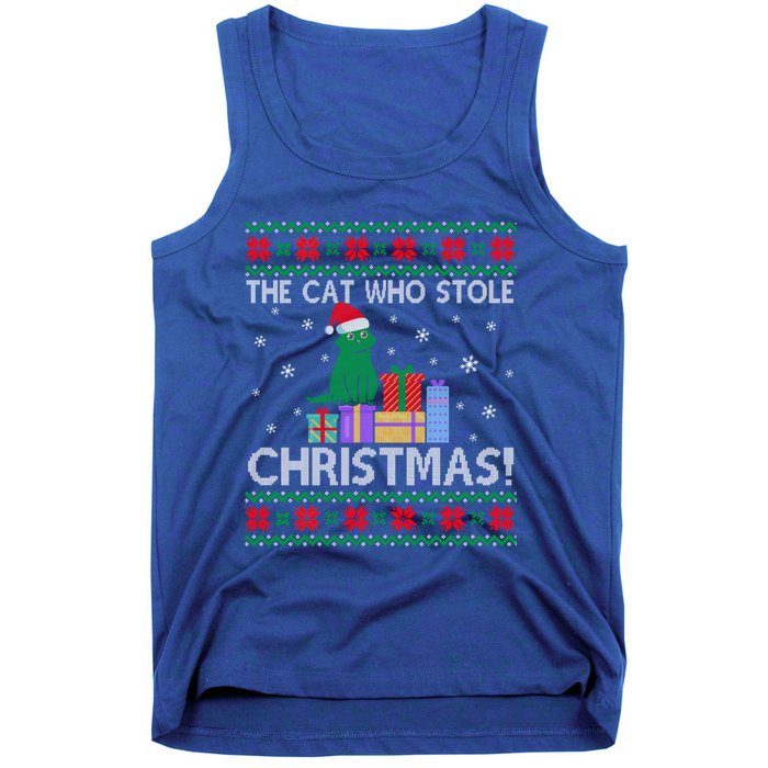 The Cat Who Stole Christmas Gift Funny Xmas Ugly Sweater Gift Tank Top