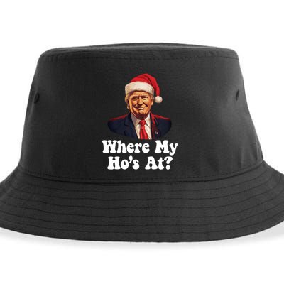 Trump Christmas Where My HoS At? Funny Ugly Gift Sustainable Bucket Hat