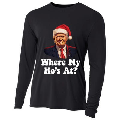 Trump Christmas Where My HoS At? Funny Ugly Gift Cooling Performance Long Sleeve Crew