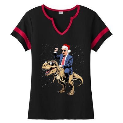 Trump Christmas Xmas T Rex Funny Trump Dinosaur Ladies Halftime Notch Neck Tee