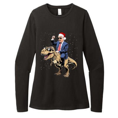 Trump Christmas Xmas T Rex Funny Trump Dinosaur Womens CVC Long Sleeve Shirt