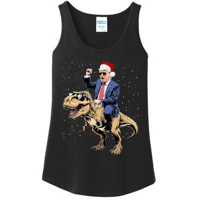 Trump Christmas Xmas T Rex Funny Trump Dinosaur Ladies Essential Tank