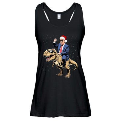 Trump Christmas Xmas T Rex Funny Trump Dinosaur Ladies Essential Flowy Tank