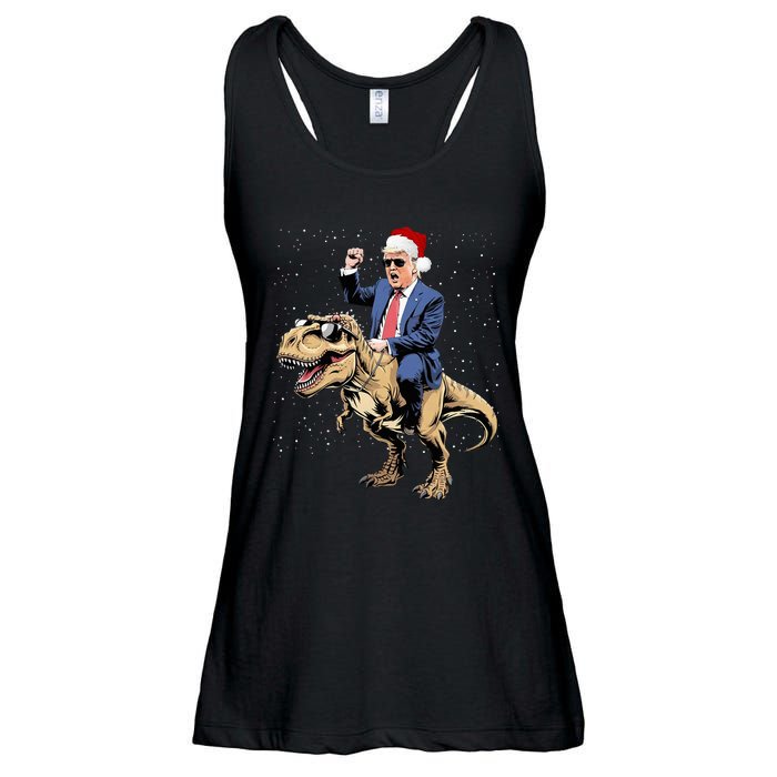 Trump Christmas Xmas T Rex Funny Trump Dinosaur Ladies Essential Flowy Tank