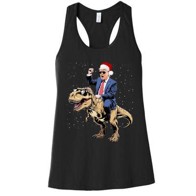 Trump Christmas Xmas T Rex Funny Trump Dinosaur Women's Racerback Tank