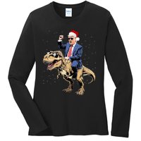 Trump Christmas Xmas T Rex Funny Trump Dinosaur Ladies Long Sleeve Shirt