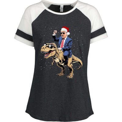 Trump Christmas Xmas T Rex Funny Trump Dinosaur Enza Ladies Jersey Colorblock Tee