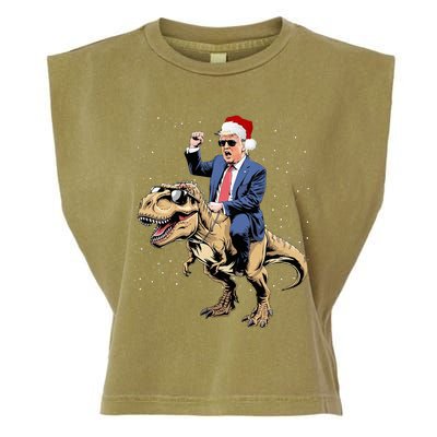 Trump Christmas Xmas T Rex Funny Trump Dinosaur Garment-Dyed Women's Muscle Tee