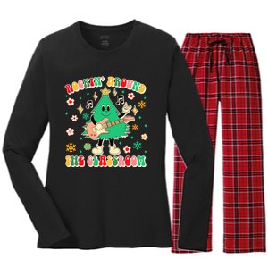 Teacher Christmas Xmas Vibes Rockin Around The Classroom Women's Long Sleeve Flannel Pajama Set 