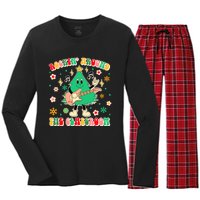 Teacher Christmas Xmas Vibes Rockin Around The Classroom Women's Long Sleeve Flannel Pajama Set 