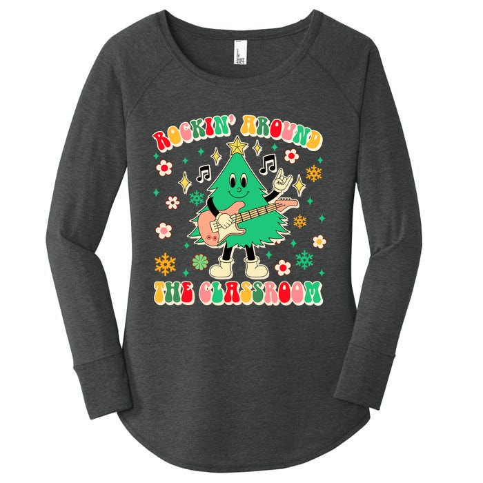 Teacher Christmas Xmas Vibes Rockin Around The Classroom Women's Perfect Tri Tunic Long Sleeve Shirt