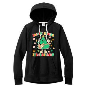 Teacher Christmas Xmas Vibes Rockin Around The Classroom Women's Fleece Hoodie