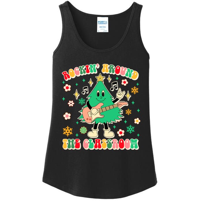 Teacher Christmas Xmas Vibes Rockin Around The Classroom Ladies Essential Tank