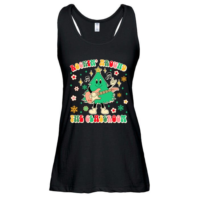 Teacher Christmas Xmas Vibes Rockin Around The Classroom Ladies Essential Flowy Tank