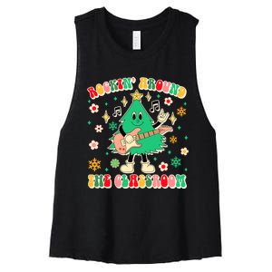 Teacher Christmas Xmas Vibes Rockin Around The Classroom Women's Racerback Cropped Tank