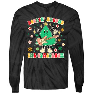 Teacher Christmas Xmas Vibes Rockin Around The Classroom Tie-Dye Long Sleeve Shirt