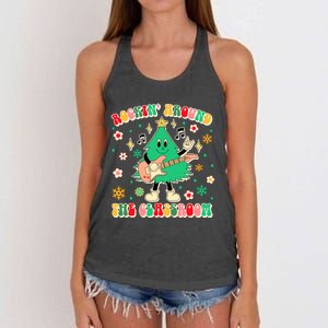 Teacher Christmas Xmas Vibes Rockin Around The Classroom Women's Knotted Racerback Tank