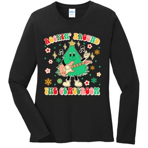 Teacher Christmas Xmas Vibes Rockin Around The Classroom Ladies Long Sleeve Shirt