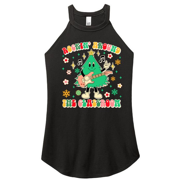 Teacher Christmas Xmas Vibes Rockin Around The Classroom Women's Perfect Tri Rocker Tank