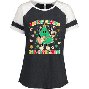 Teacher Christmas Xmas Vibes Rockin Around The Classroom Enza Ladies Jersey Colorblock Tee