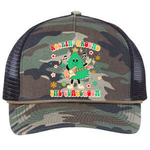 Teacher Christmas Xmas Vibes Rockin Around The Classroom Retro Rope Trucker Hat Cap