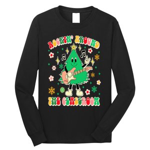 Teacher Christmas Xmas Vibes Rockin' Around The Classroom Long Sleeve Shirt