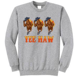 Turkey Cowboy Yeehaw Thanksgiving Day Rodeo Western Cowgirl Tall Sweatshirt