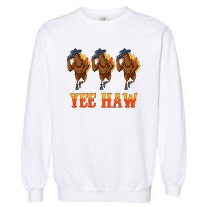 Turkey Cowboy Yeehaw Thanksgiving Day Rodeo Western Cowgirl Garment-Dyed Sweatshirt