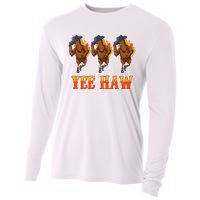 Turkey Cowboy Yeehaw Thanksgiving Day Rodeo Western Cowgirl Cooling Performance Long Sleeve Crew