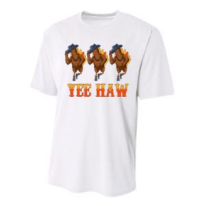 Turkey Cowboy Yeehaw Thanksgiving Day Rodeo Western Cowgirl Performance Sprint T-Shirt