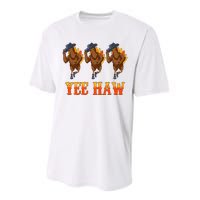 Turkey Cowboy Yeehaw Thanksgiving Day Rodeo Western Cowgirl Performance Sprint T-Shirt