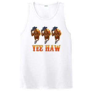 Turkey Cowboy Yeehaw Thanksgiving Day Rodeo Western Cowgirl PosiCharge Competitor Tank