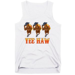 Turkey Cowboy Yeehaw Thanksgiving Day Rodeo Western Cowgirl Tank Top