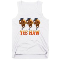 Turkey Cowboy Yeehaw Thanksgiving Day Rodeo Western Cowgirl Tank Top