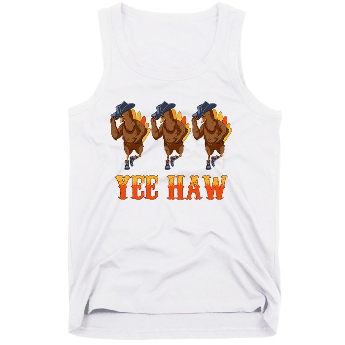 Turkey Cowboy Yeehaw Thanksgiving Day Rodeo Western Cowgirl Tank Top