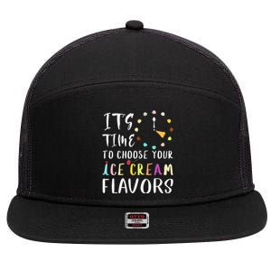 Time Choose Your Ice Cream Flavors O Clock Funny Ice Cream 7 Panel Mesh Trucker Snapback Hat