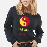 Tai Chi Yin Yang Cropped Pullover Crew