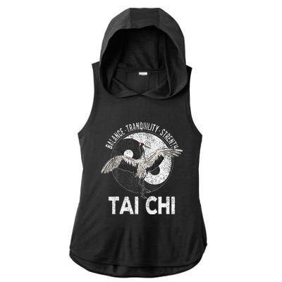 Tai Chi Yin Yang Crane Chinese Martial Arts Retro Vintage Ladies PosiCharge Tri-Blend Wicking Draft Hoodie Tank