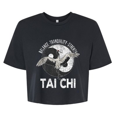 Tai Chi Yin Yang Crane Chinese Martial Arts Retro Vintage Bella+Canvas Jersey Crop Tee