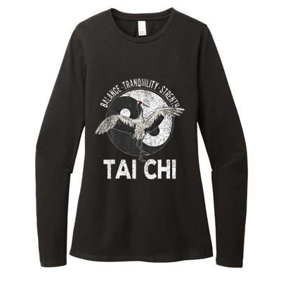 Tai Chi Yin Yang Crane Chinese Martial Arts Retro Vintage Womens CVC Long Sleeve Shirt