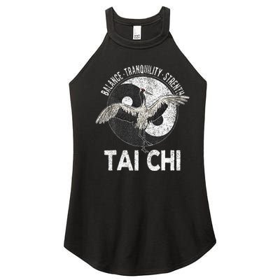 Tai Chi Yin Yang Crane Chinese Martial Arts Retro Vintage Women’s Perfect Tri Rocker Tank