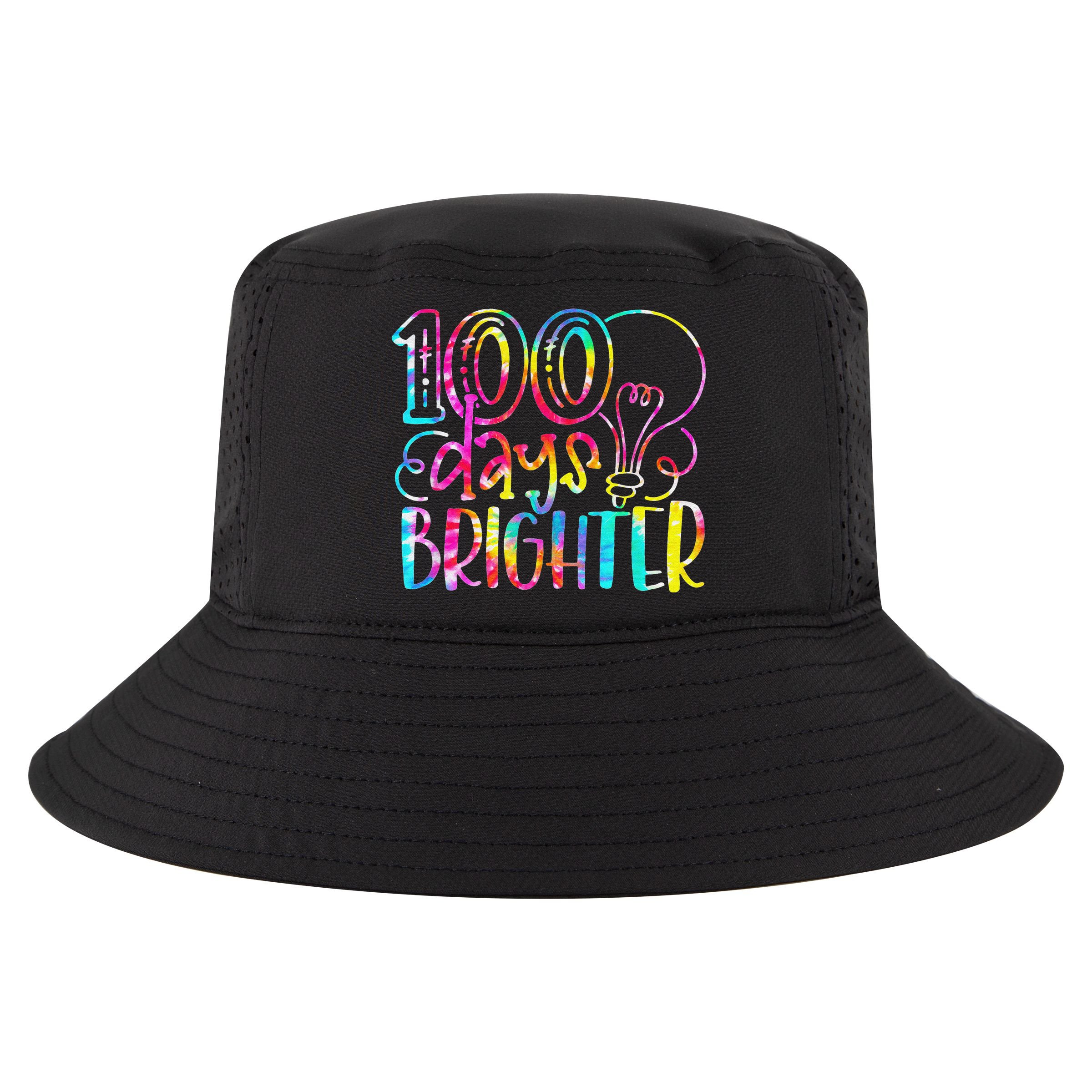 Tie Dye 100 Days Brighter Student Happy 100th Day Of School Cool Comfort Performance Bucket Hat