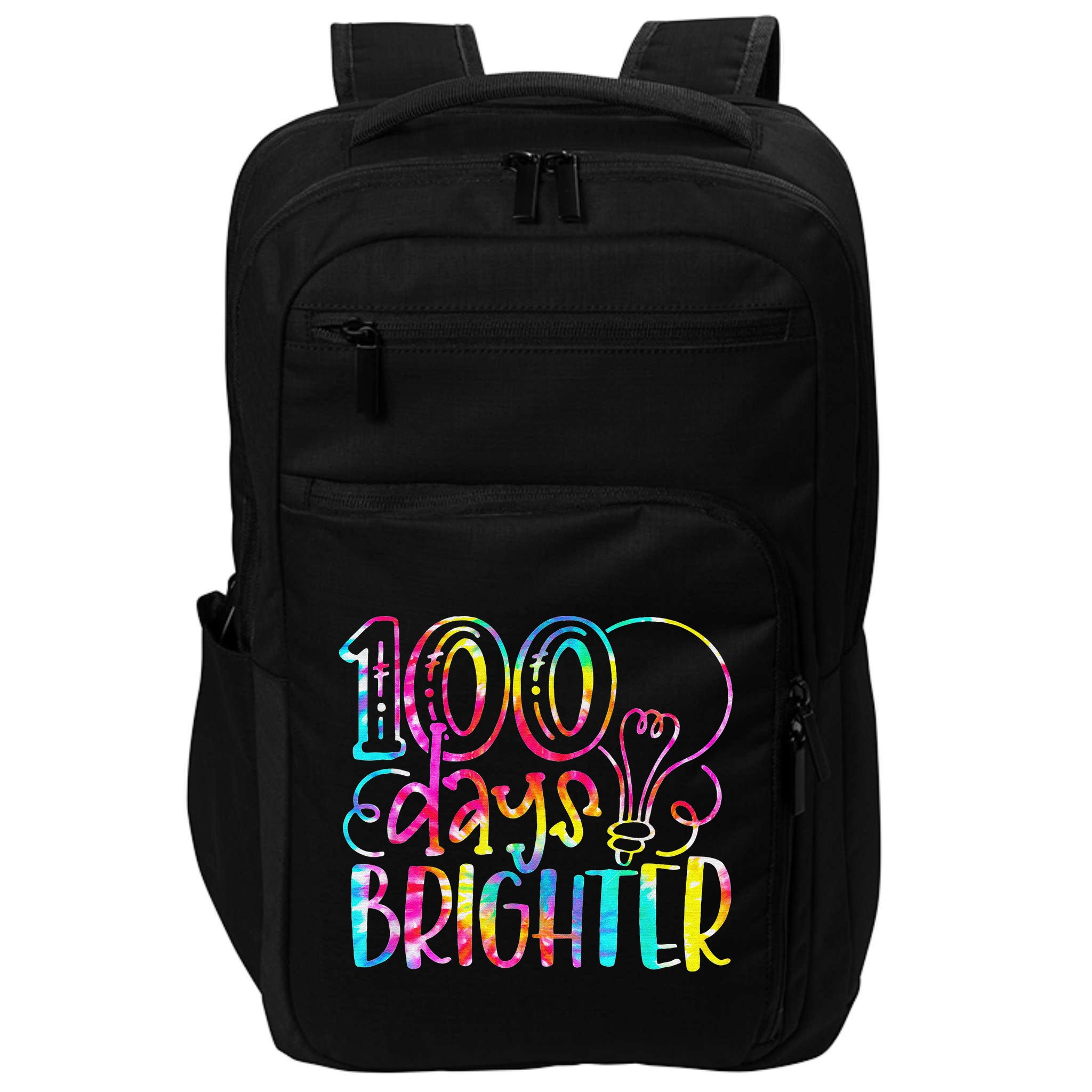 Tie Dye 100 Days Brighter Student Happy 100th Day Of School Impact Tech Backpack