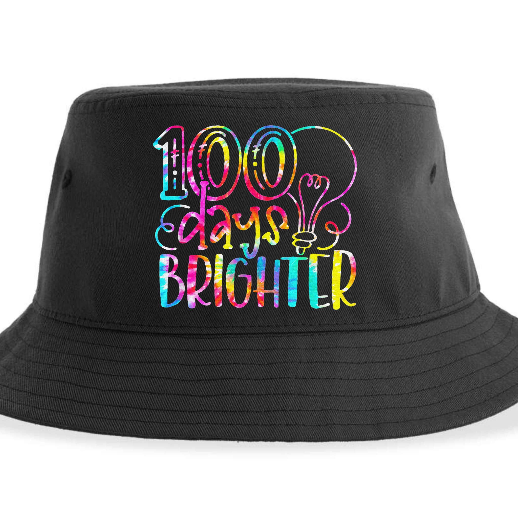 Tie Dye 100 Days Brighter Student Happy 100th Day Of School Sustainable Bucket Hat