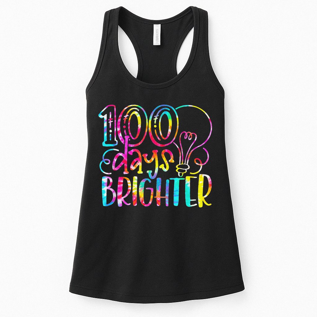 Tie Dye 100 Days Brighter Student Happy 100th Day Of School Womens Tank Top