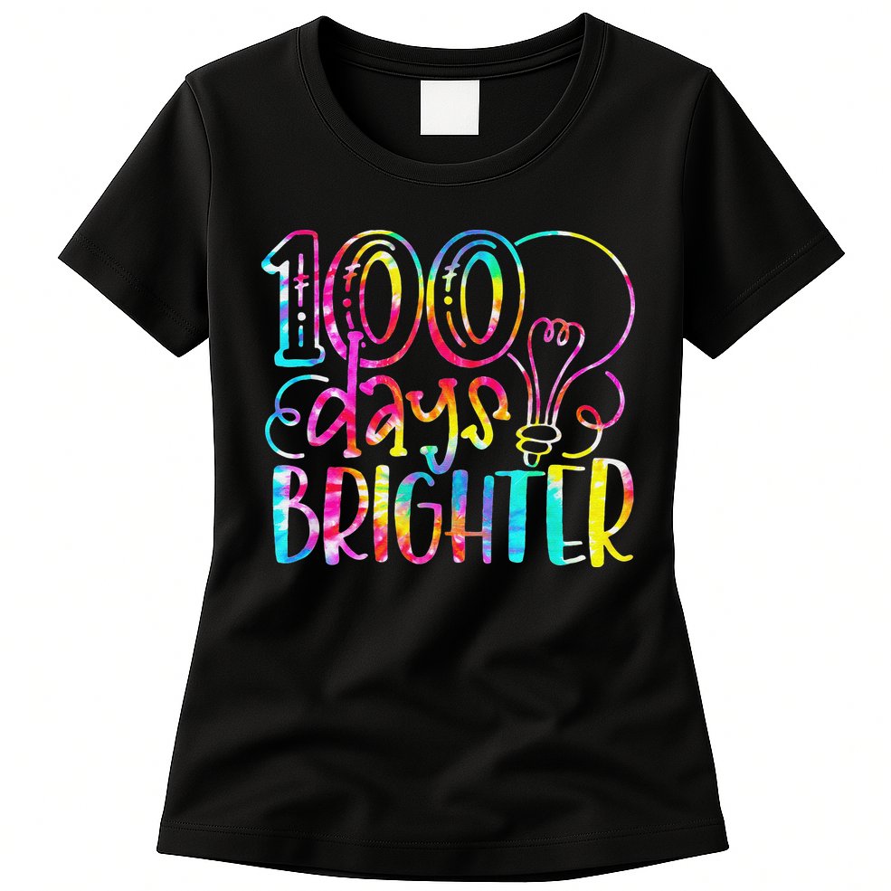 Tie Dye 100 Days Brighter Student Happy 100th Day Of School Womens T-Shirt